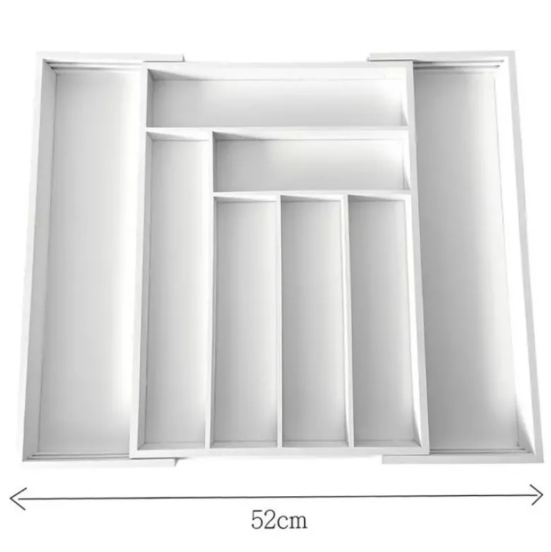 Wkład rozsuwany do szuflady biały na sztućce 52x43x5 cm Kinghoff KH 1748 bambusowy organizer