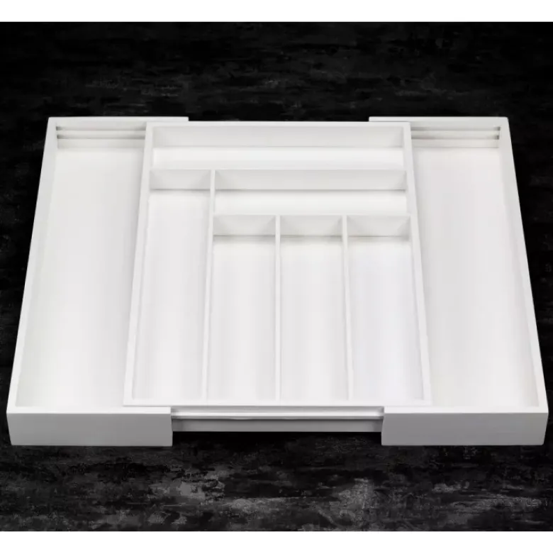 Wkład rozsuwany do szuflady biały na sztućce 52x43x5 cm Kinghoff KH 1748 bambusowy organizer