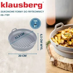 Wkłady silikonowe do frytkownicy 20 cm zestaw 2 sztuki forma do pieczenia okrągła Klausberg KB 7789