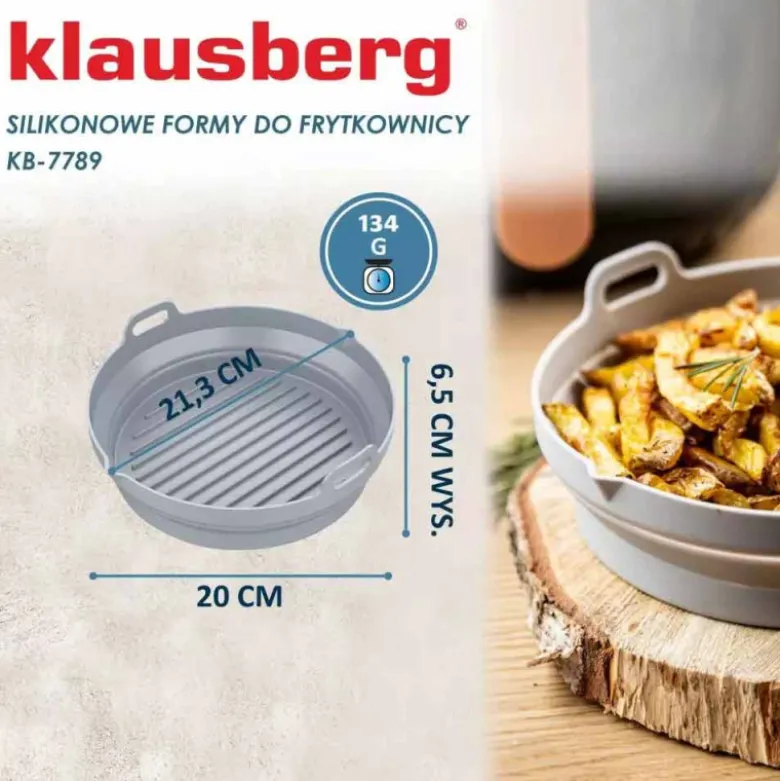 Wkłady silikonowe do frytkownicy 20 cm zestaw 2 sztuki forma do pieczenia okrągła Klausberg KB 7789