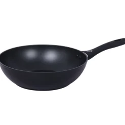 Wok z pokrywką 28 cm patelnia głęboka czarna nieprzywieralna powłoka MG Home