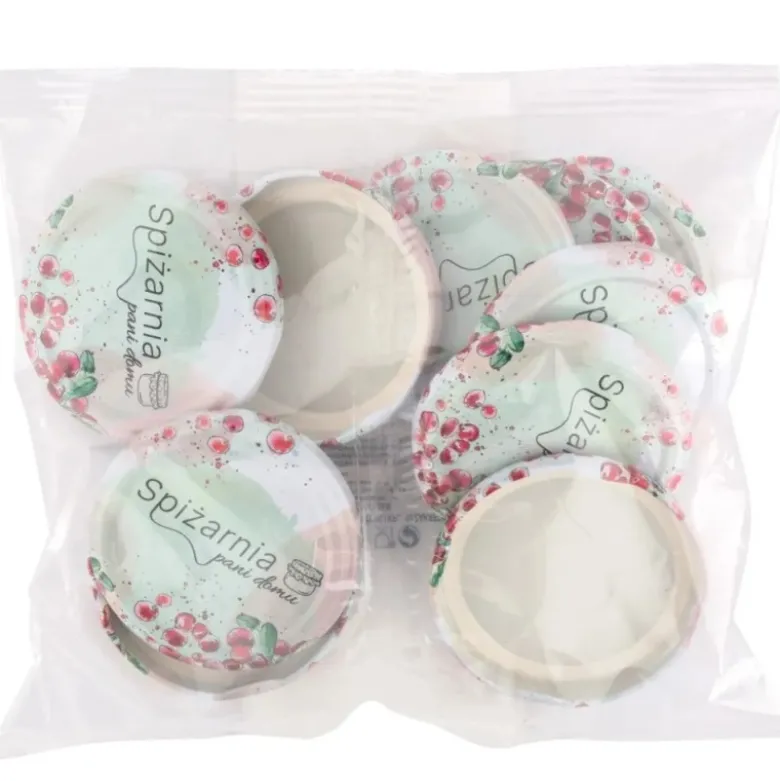 Zakrętki do słoików na przetwory Spiżarnia Pani Domu pastelowe 6,6 cm zestaw 10 szt - 4-zaczepowe FI66 Altom Design