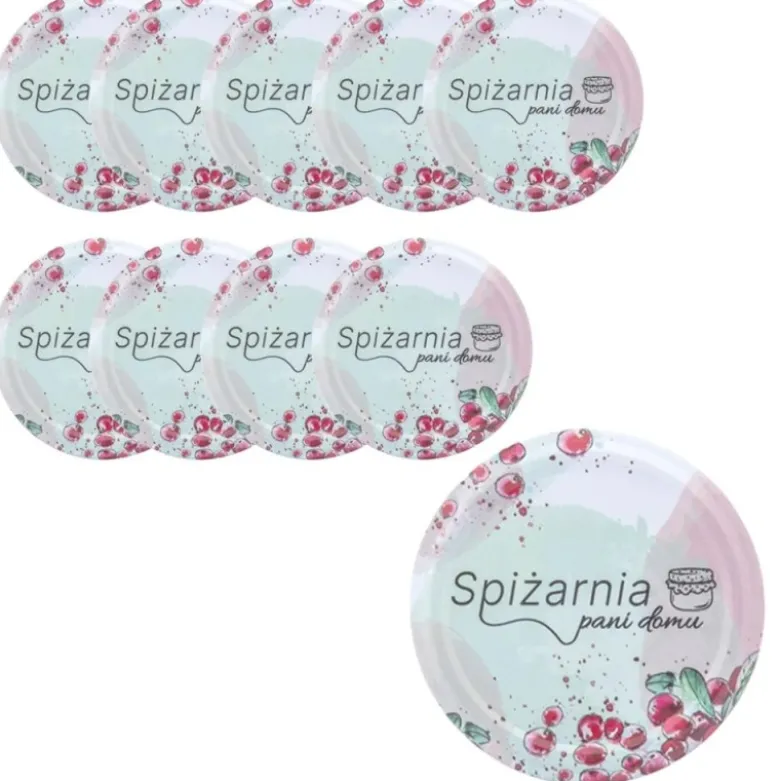 Zakrętki do słoików na przetwory Spiżarnia Pani Domu pastelowe 6,6 cm zestaw 10 szt - 4-zaczepowe FI66 Altom Design
