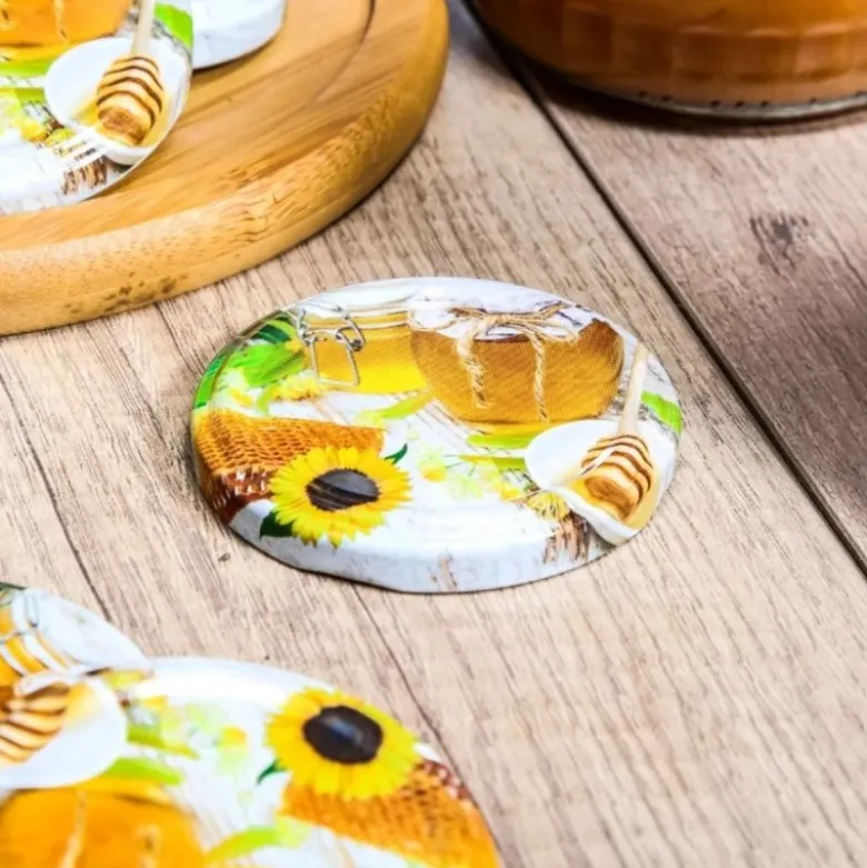 Zakrętki do słoików na przetwory 8,2 cm Miód zestaw 10 szt - 6-zaczepowe Altom Design