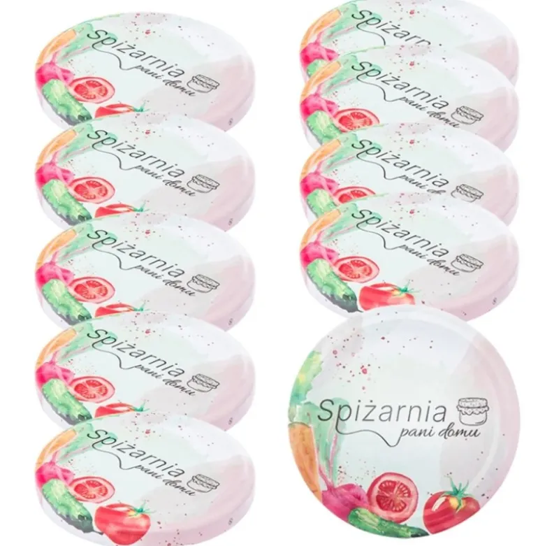 Zakrętki do słoików na przetwory 6,6 cm zestaw 10 szt - 4-zaczepowe FI66 Altom Design