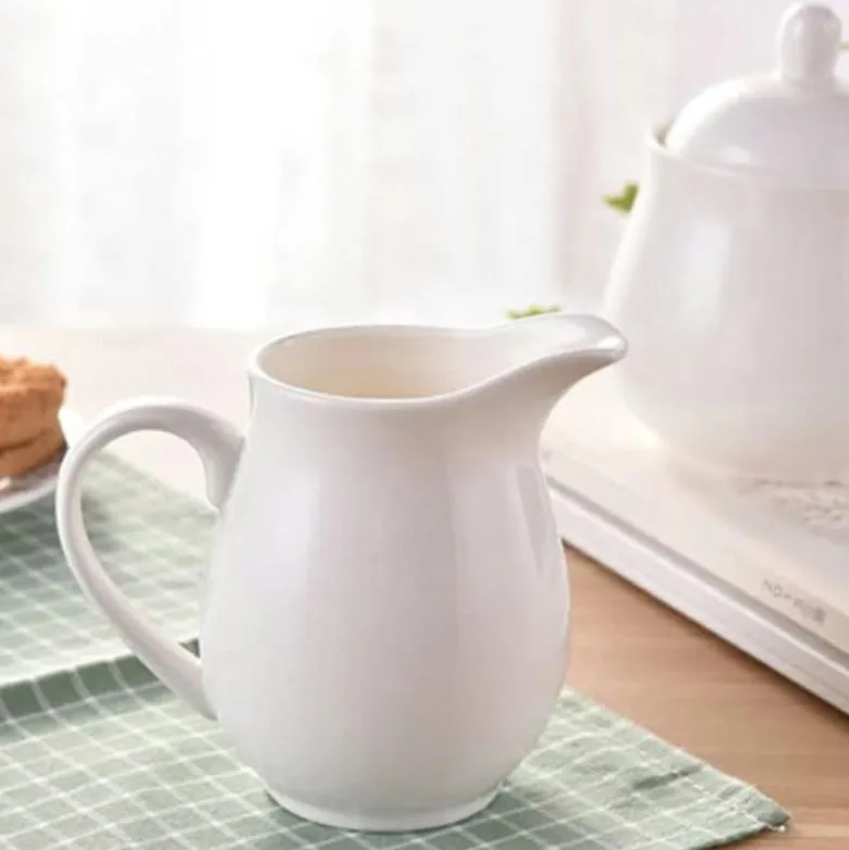 Zestaw cukiernica i mlecznik porcelana Bianco dzbanuszek na mleko śmietankę
