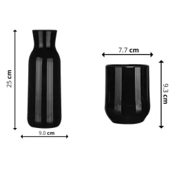 Zestaw czarna karafka szklana 1000 ml + 6 czarnych grubych szklanek 300 ml Glasmark