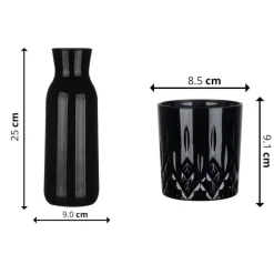 Zestaw do whisky czarna karafka szklana 1000 ml + 6 czarnych grubych szklanek 280 ml