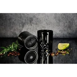 Zestaw do whisky czarna karafka szklana 1000 ml + 6 czarnych grubych szklanek 280 ml