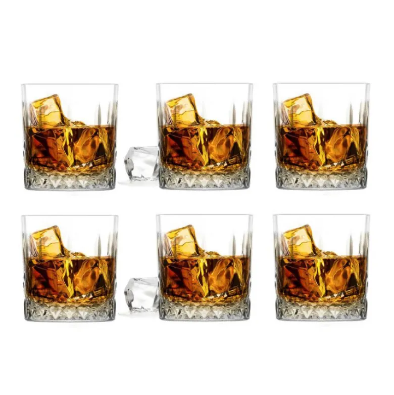 Zestaw do whisky karafka szklana 850 ml i 6 grubych szklanek 280 ml GierekHoff Royal Diamond