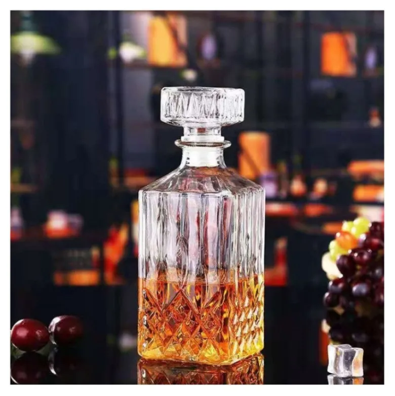 Zestaw do whisky karafka szklana 850 ml i 6 grubych szklanek 280 ml GierekHoff Royal Diamond