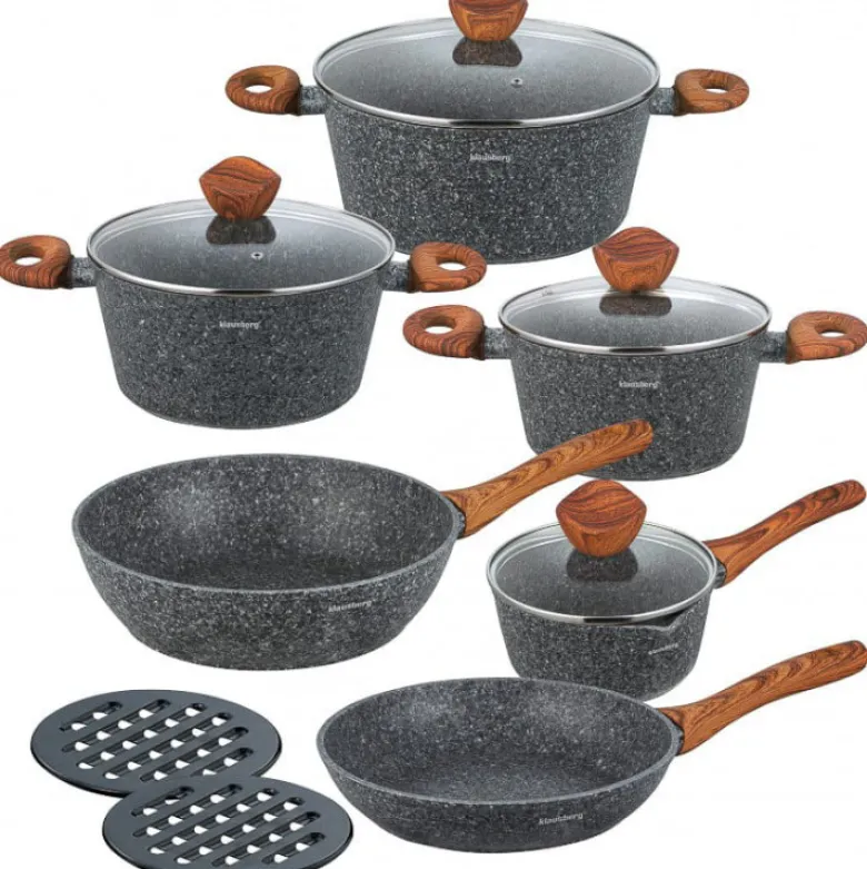 Zestaw garnków granitowych na indukcję Klausberg KB 7242 ze sztućcami Amefa Scandinave