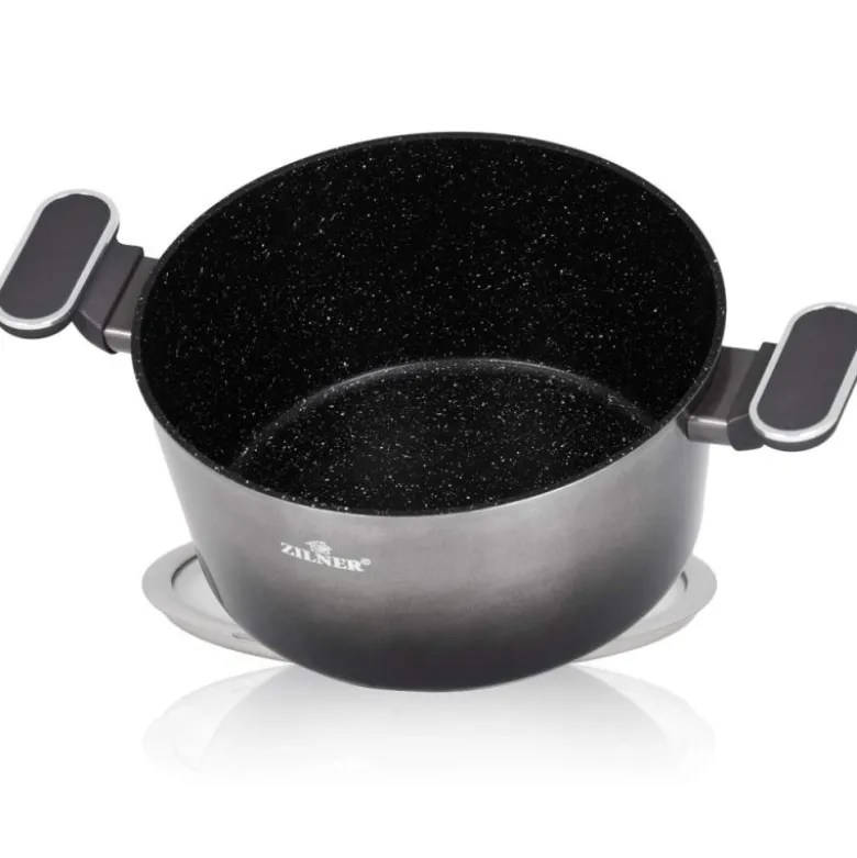 Zestaw garnków marmurkowych z przyborami 10 elementowy Gray Black Kiwi Zilner ZL 8595