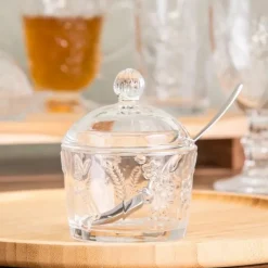 Zestaw kawowy mlecznik 200 ml i cukiernica szklana 200 ml Altom Rosalie kwiatowy wzór