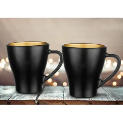 Zestaw 6 kubków czarno złotych Glasmark Hugo Glamour 360 ml