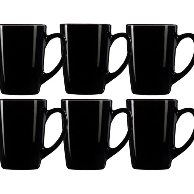 Zestaw 6 kubków szklanych czarnych Glasmark Ala 300 ml