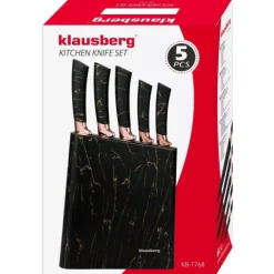 Zestaw noży kuchennych w bloku czarny marmur komplet 6 elementowy Klausberg KB 7768