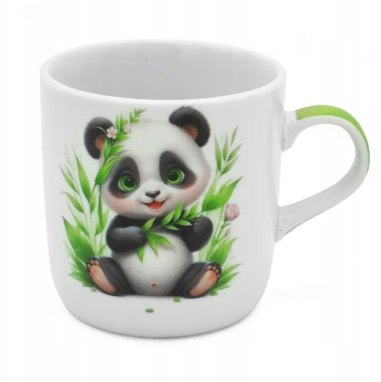 Zestaw obiadowy porcelana dla dzieci Bella Fiore 4 elementy Panda kubek talerzyk miseczka kieliszek na jajko