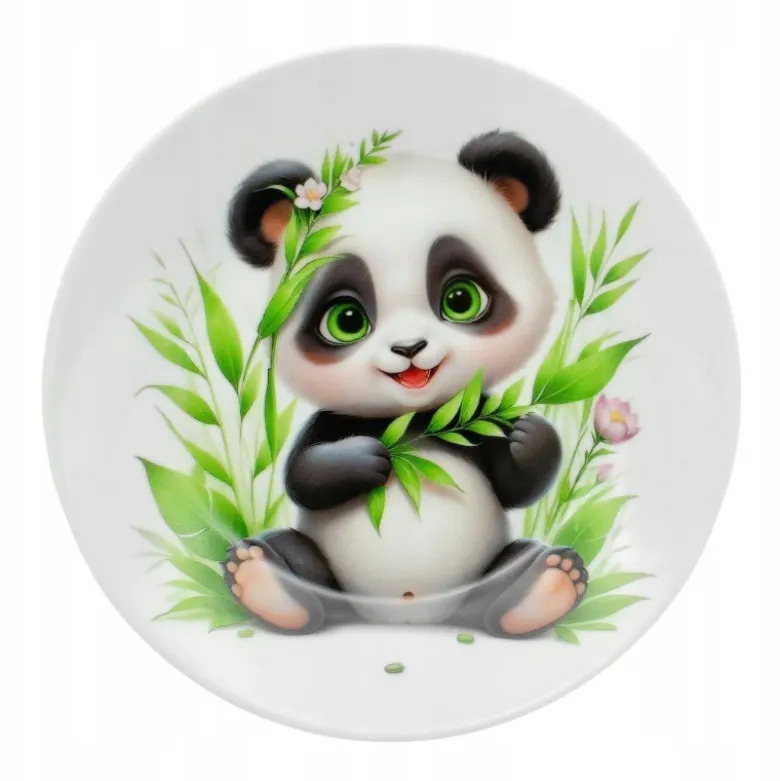 Zestaw obiadowy porcelana dla dzieci Bella Fiore 4 elementy Panda kubek talerzyk miseczka kieliszek na jajko