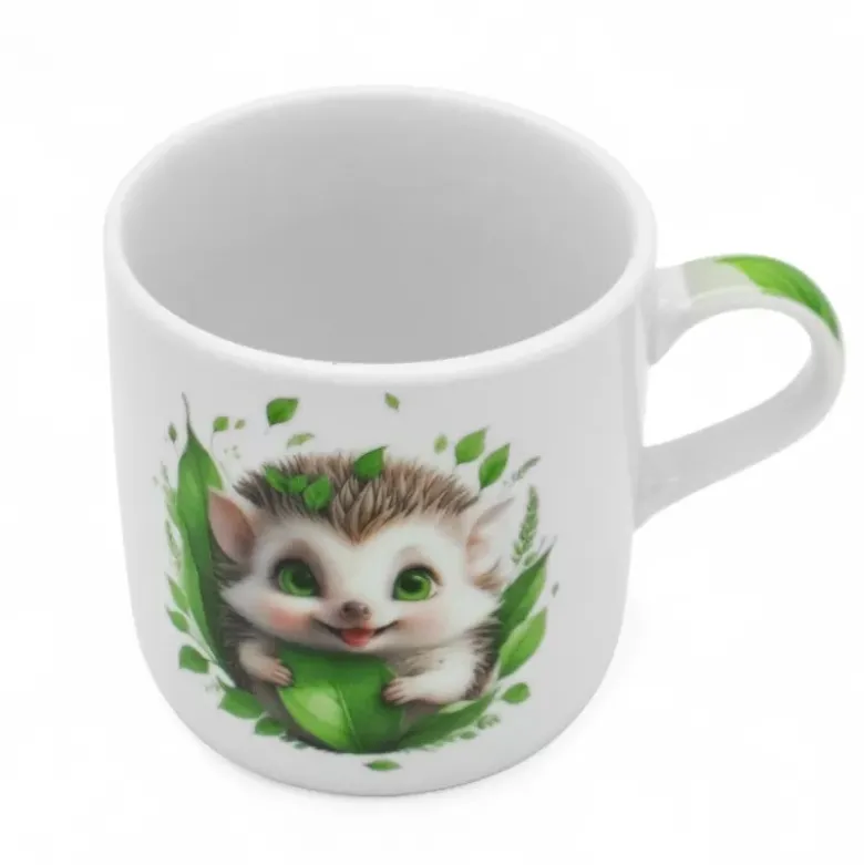 Zestaw obiadowy porcelana dla dzieci Bella Fiore 4 elementy Jeżyk kubek talerzyk miseczka kieliszek na jajko