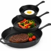 Zestaw 3 patelnie żeliwne 20/25/30 cm GierekHoff Żeliwna Tradycja ciężkie głębokie indukcja gaz ognisko grill GH 8002