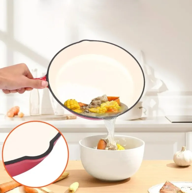 Zestaw 3 patelnie żeliwne emaliowane 20/25/30 cm GierekHoff Żeliwna Tradycja ciężkie głębokie indukcja gaz ognisko grill GH 6002