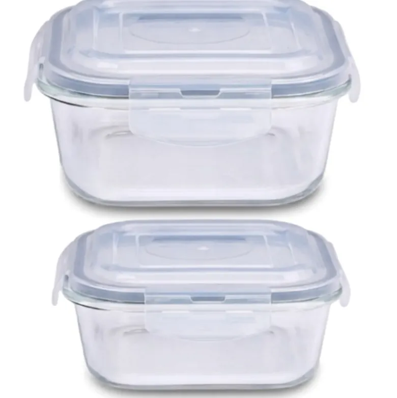 Zestaw pojemników 800/300 ml na żywność jedzenie pudełka z pokrywką lunchbox kwadratowe hermetyczne Cucinia MG Home