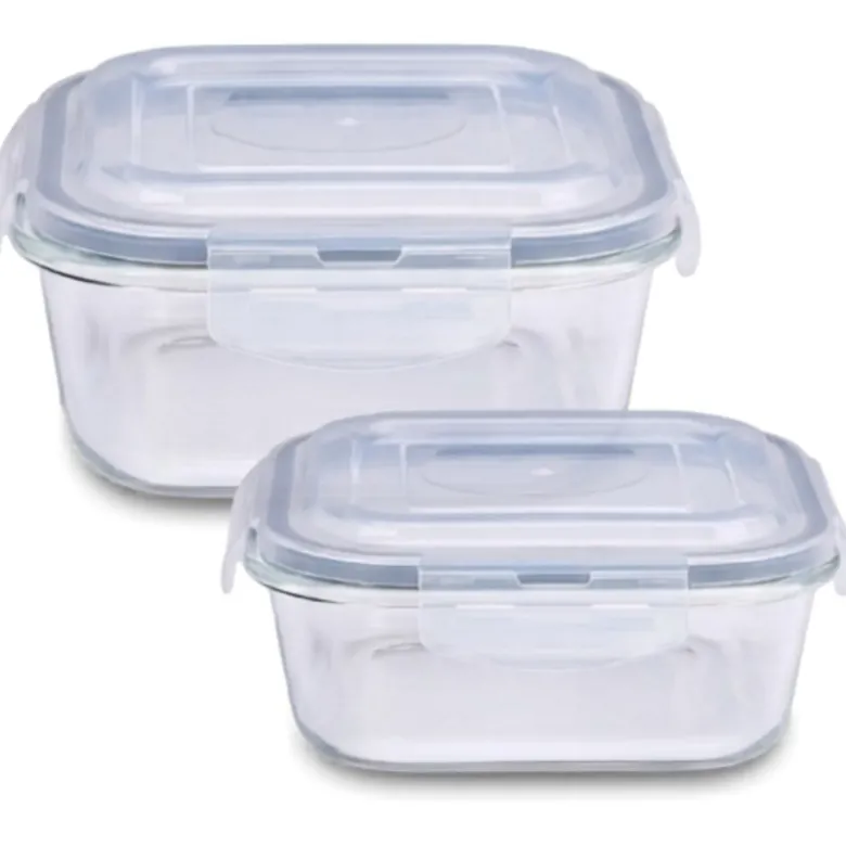 Zestaw pojemników 800/300 ml na żywność jedzenie pudełka z pokrywką lunchbox kwadratowe hermetyczne Cucinia MG Home