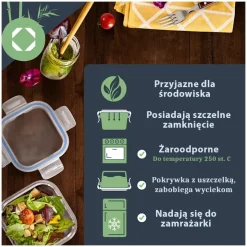 Zestaw 3 pojemników szklanych lunchbox MG Home Cucina 1200/800/300 ml żaroodporne