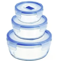 Zestaw 3 pojemników szklanych lunchbox Pure Box Active Luminarc 420/670/920 ml żaroodporne