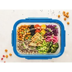 Zestaw 3 pojemników szklanych lunchbox GierekHoff Corio Glass żaroodporne hermetyczne prostokątne GH 1117