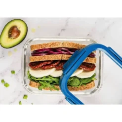 Zestaw 3 pojemników szklanych lunchbox GierekHoff Corio Glass żaroodporne hermetyczne prostokątne GH 1117