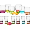 Zestaw 6 szklanek 250 ml i 6 kieliszków 25 ml z kolorowym dnem Glasmark