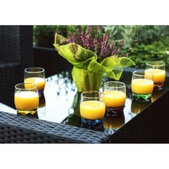 Zestaw 6 szklanek 250 ml i 6 kieliszków 25 ml z kolorowym dnem Glasmark