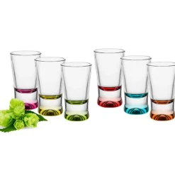 Zestaw 6 szklanek 250 ml i 6 kieliszków 25 ml z kolorowym dnem Glasmark