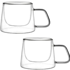 Zestaw szklanek termicznych 200 ml z uchem MG Home filiżanki szklane komplet 2 sztuki 7105023174