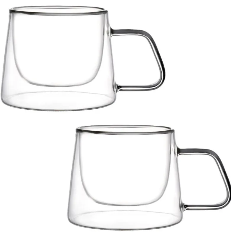 Zestaw szklanek termicznych 200 ml z uchem MG Home filiżanki szklane komplet 2 sztuki 7105023174