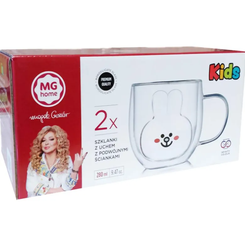 Zestaw szklanek termicznych 280 ml z uchem MG Home Królik komplet 2 sztuki 7105023185