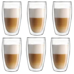 Zestaw 6 szklanek termicznych bez ucha Malachit 450 ml