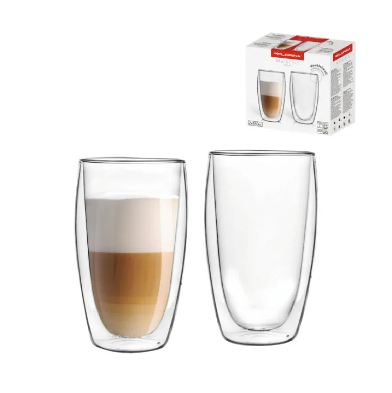 Zestaw 6 szklanek termicznych bez ucha Malachit 450 ml